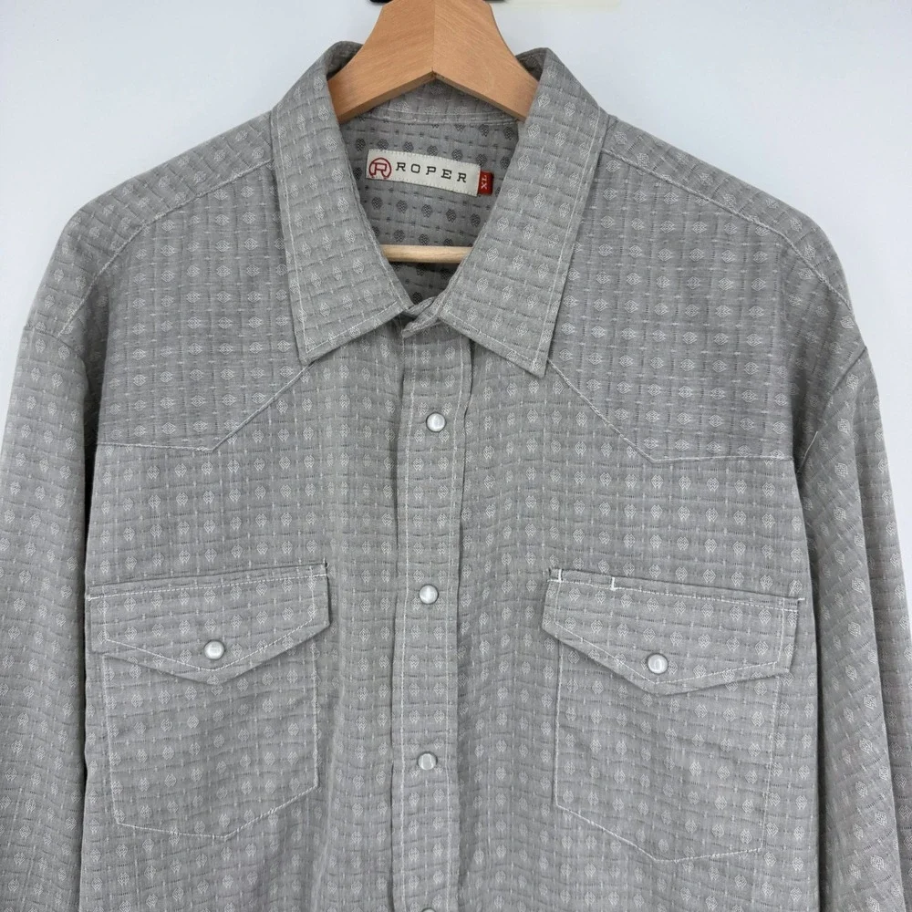 Roper Men's Western Pearl Snap Long Sleeve Shirt XL Cowboy Rodeo - Picture 4 of 9